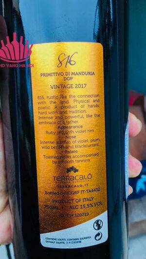 Rượu vang Ý 816 - 750ml