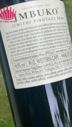 Imbuko Pinotage4 Rượu vang đỏ Nam Phi Imbuko Iswithi Pinotage 750ml, 14° cồn