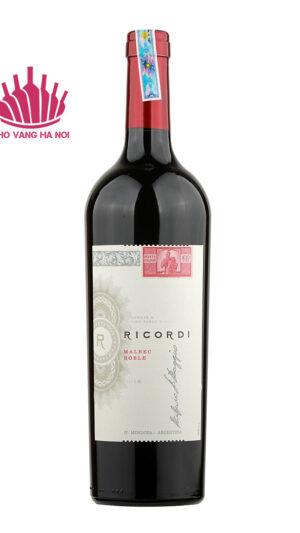 Rượu vang Argentina Ricordi Malbec Roble - 750ml, 13,8°