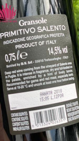 Vang Gransole Primitivo Salento 2 Gransole Primitivo Salento1 Vang Gransole Primitivo Salento