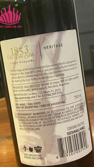 Vang1853 gia tot Vang 1853 Old Vine Estate Heritage - Argentina